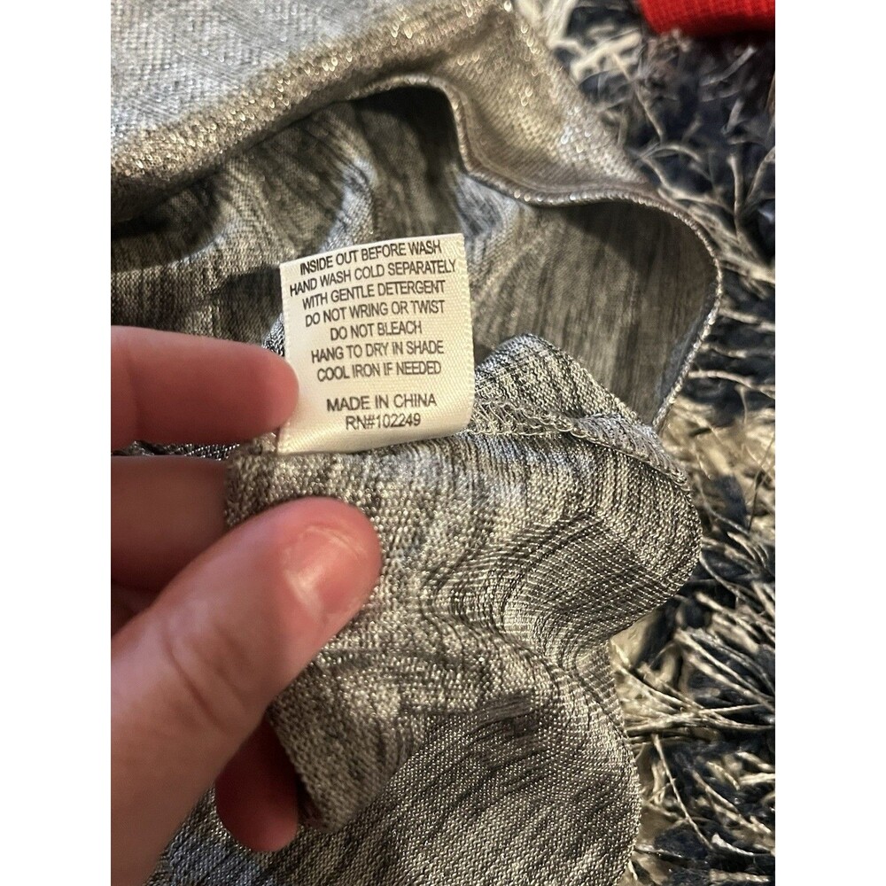 Skies Are Blue Metallic Silver Blouse- 3X - Picture 9 of 16